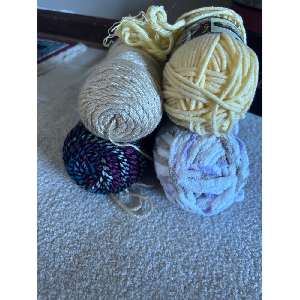 Mixed Yarn Lot Lion Brand Bernat Hobby Lobby Moody Mosaic Yellow Purple Tan